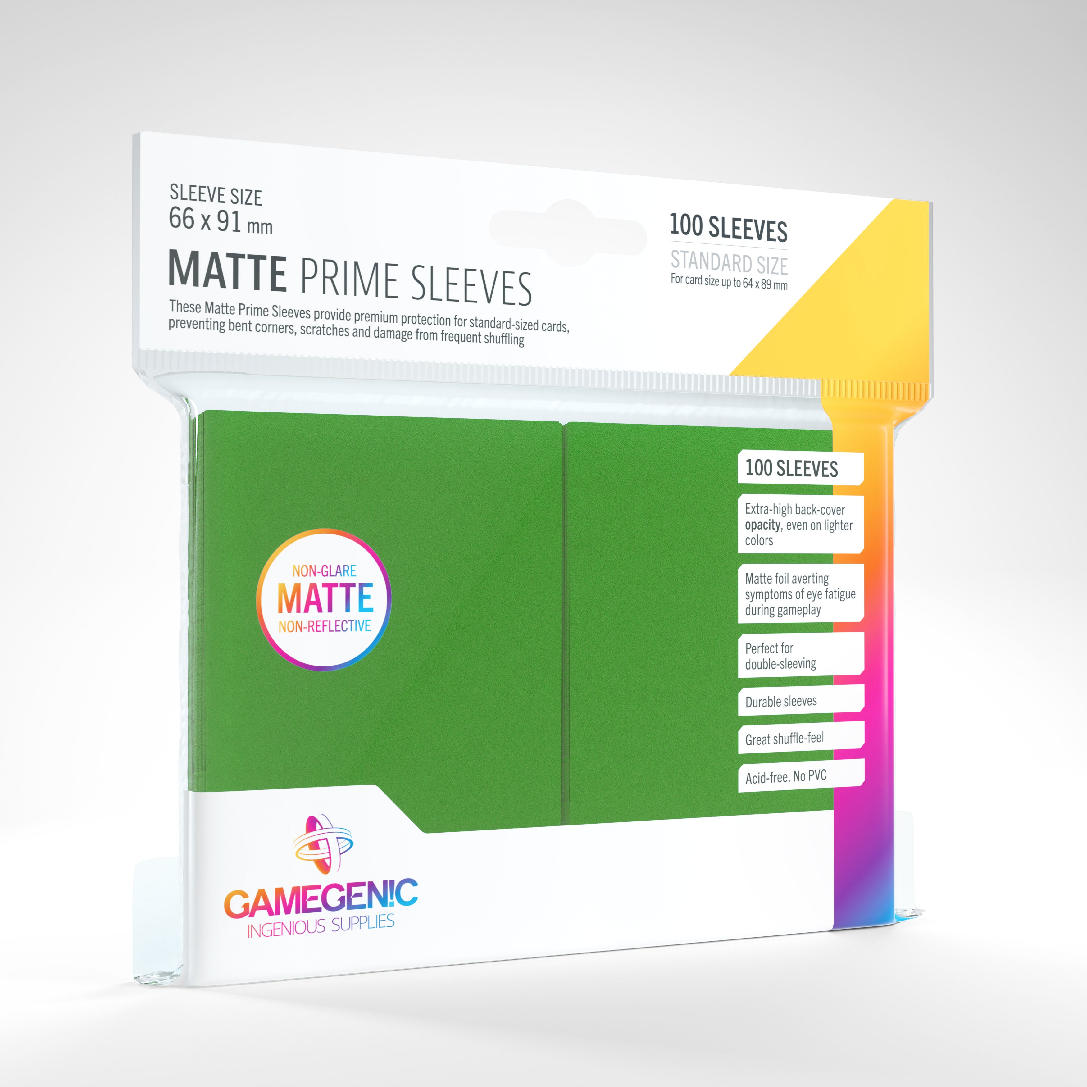 Gamegenic Matte Prime Sleeves 100 Count (Green) | Galactic Gamez