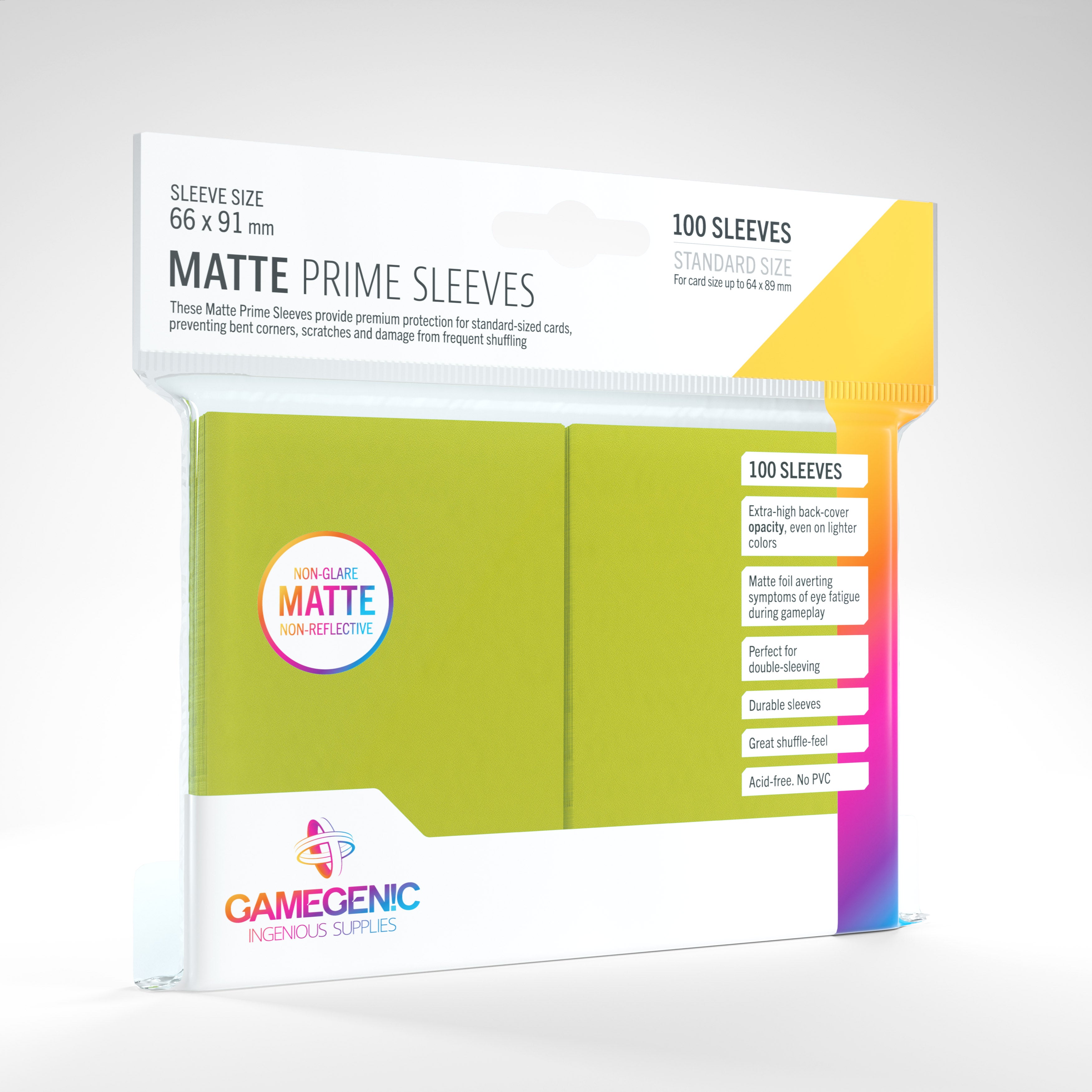 Gamegenic Matte Prime Sleeves 100 Count (Lime) | Galactic Gamez