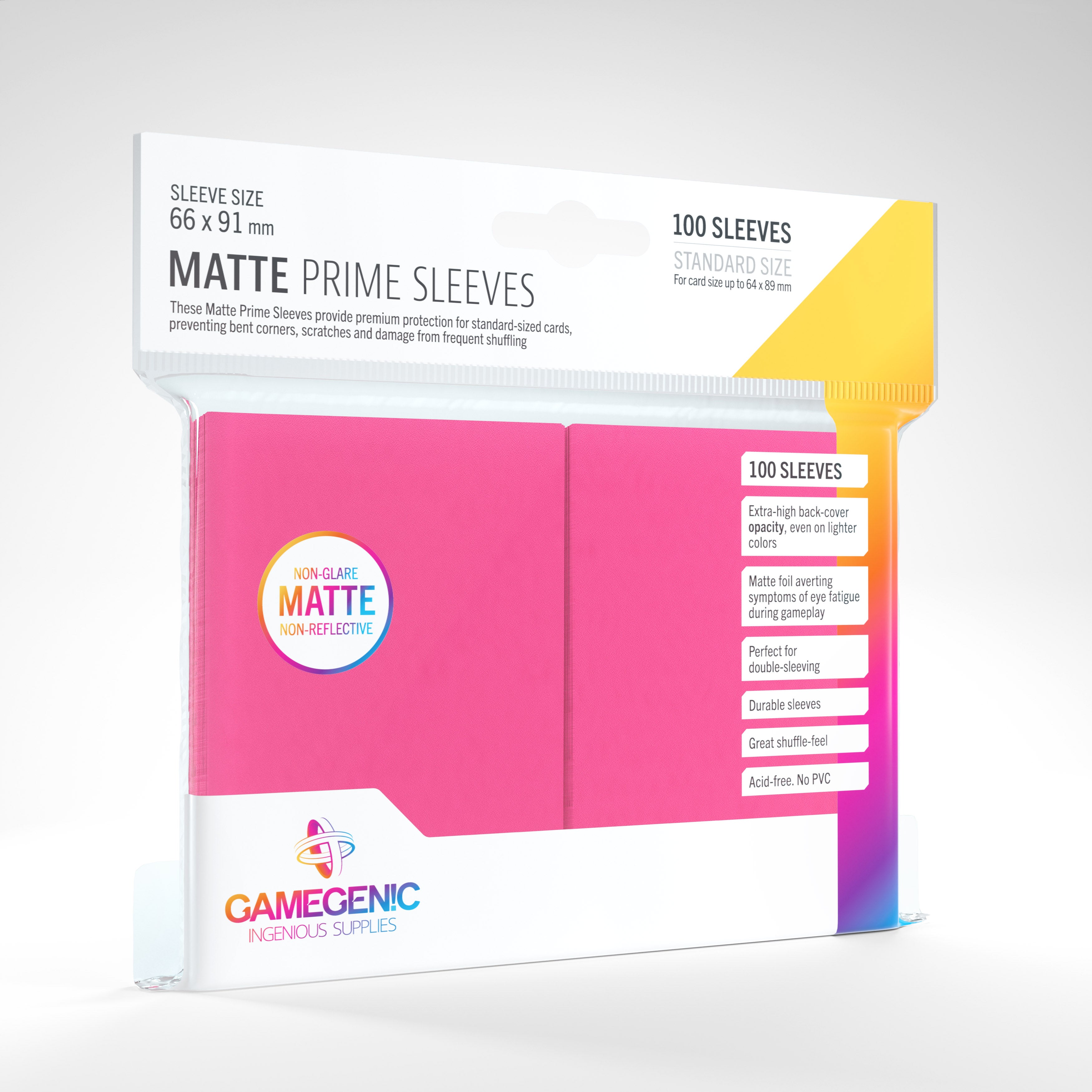 Gamegenic Matte Prime Sleeves 100 Count (Pink) | Galactic Gamez