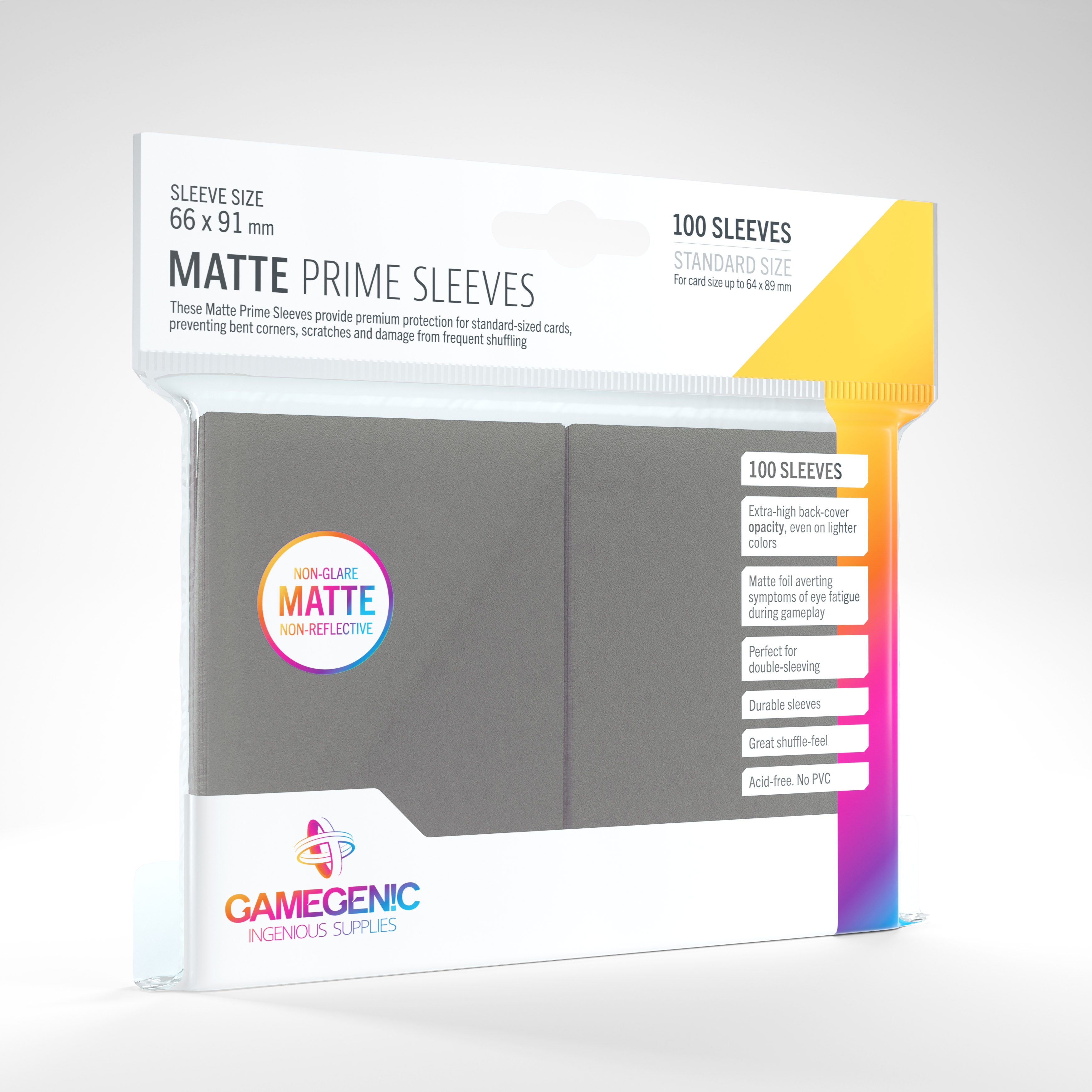 Gamegenic Matte Prime Sleeves 100 Count (Grey) | Galactic Gamez