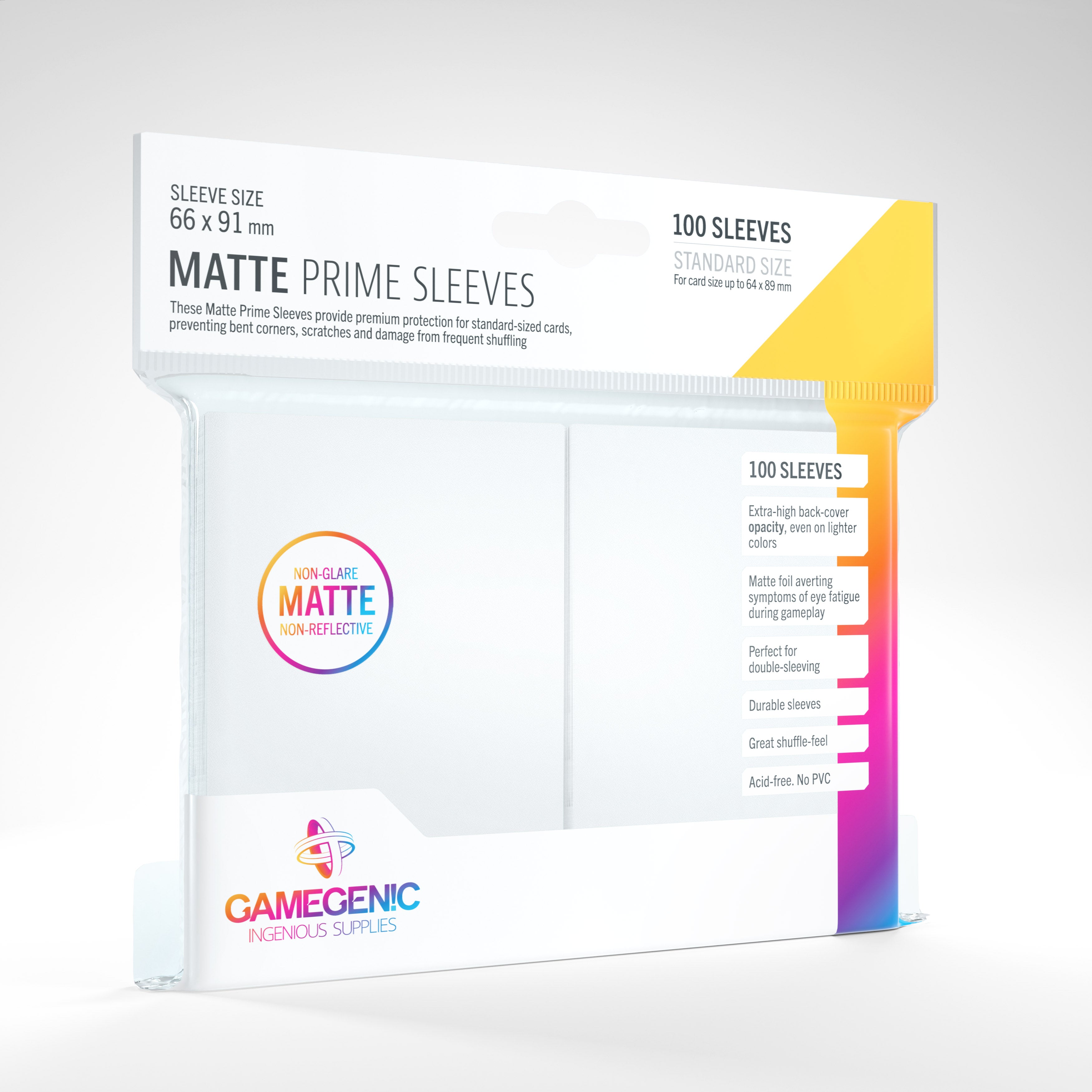 Gamegenic Matte Prime Sleeves 100 Count (White) | Galactic Gamez