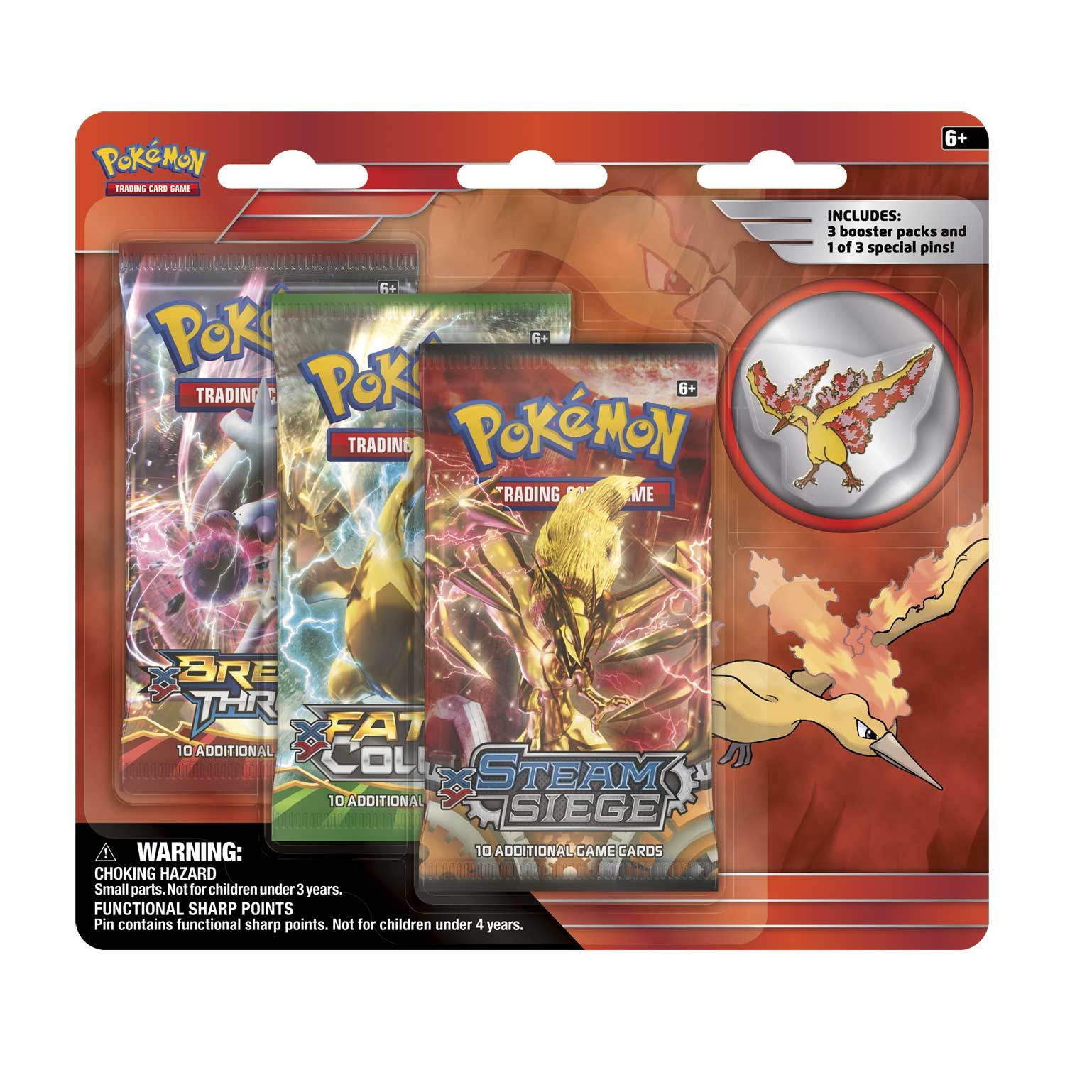 Pokémon TCG: Legendary Birds 3 Boosters with Moltres Collector's Pin | Galactic Gamez