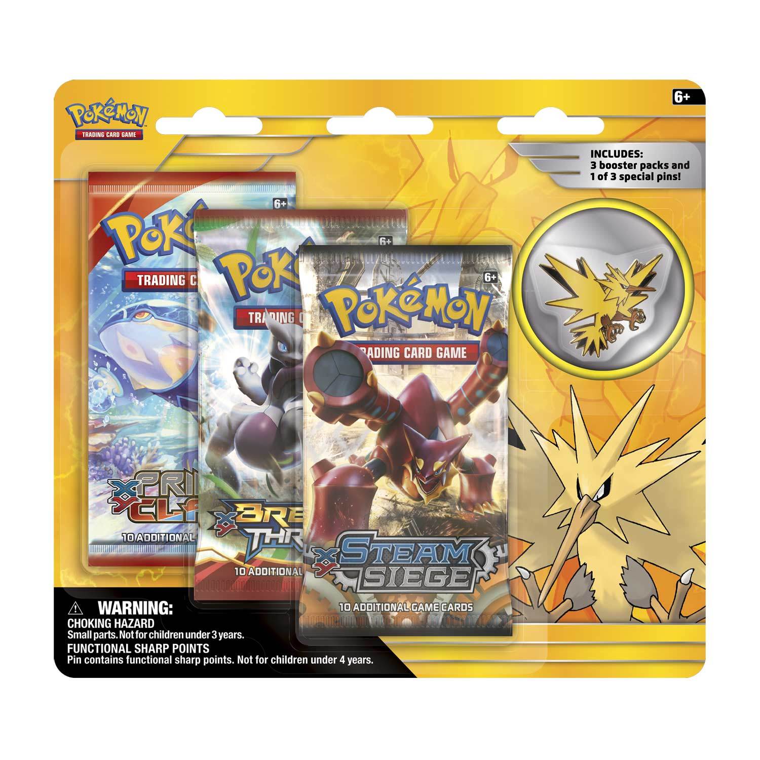 Pokémon TCG: Legendary Birds 3 Boosters with Zapdos Collector's Pin | Galactic Gamez