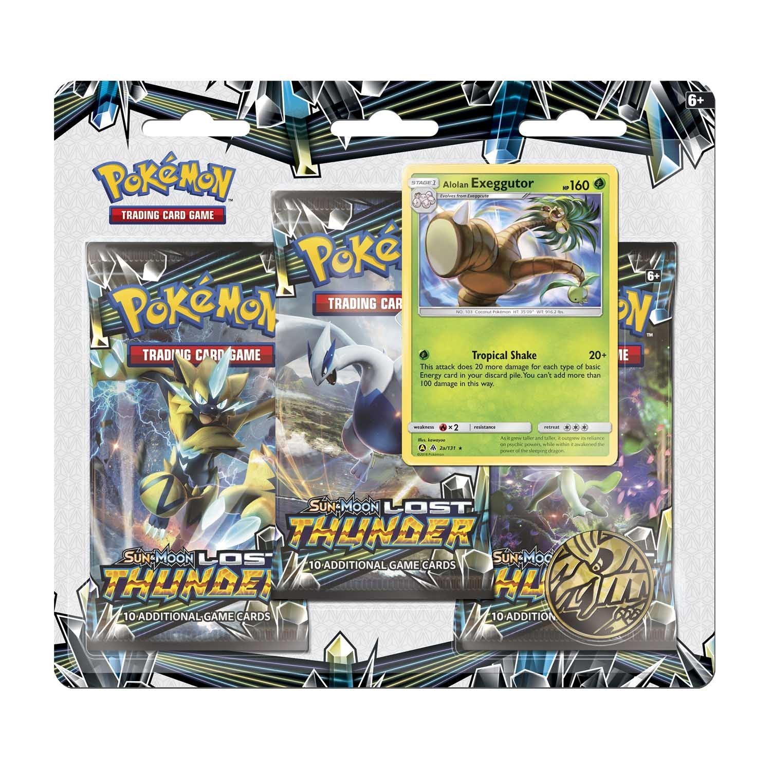 Pokémon TCG: Sun & Moon Lost Thunder 3 Booster Packs, Coin & Alolan Exeggutor Promo Card | Galactic Gamez