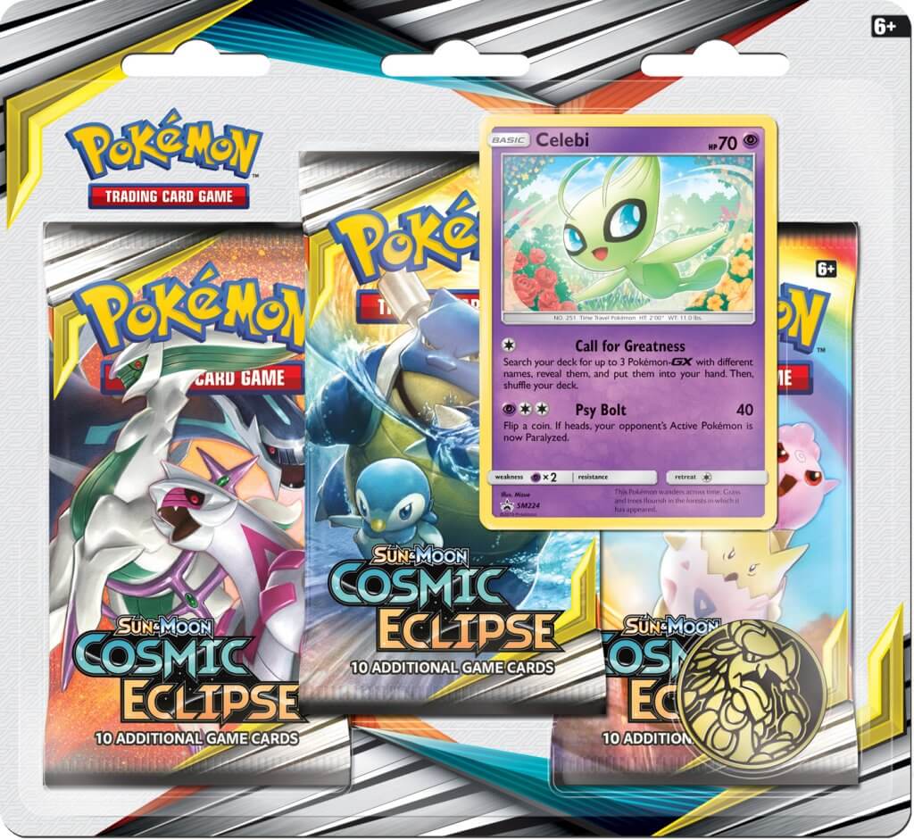 POKÉMON TCG Cosmic Eclipse Three Booster Blister - Celebi | Galactic Gamez