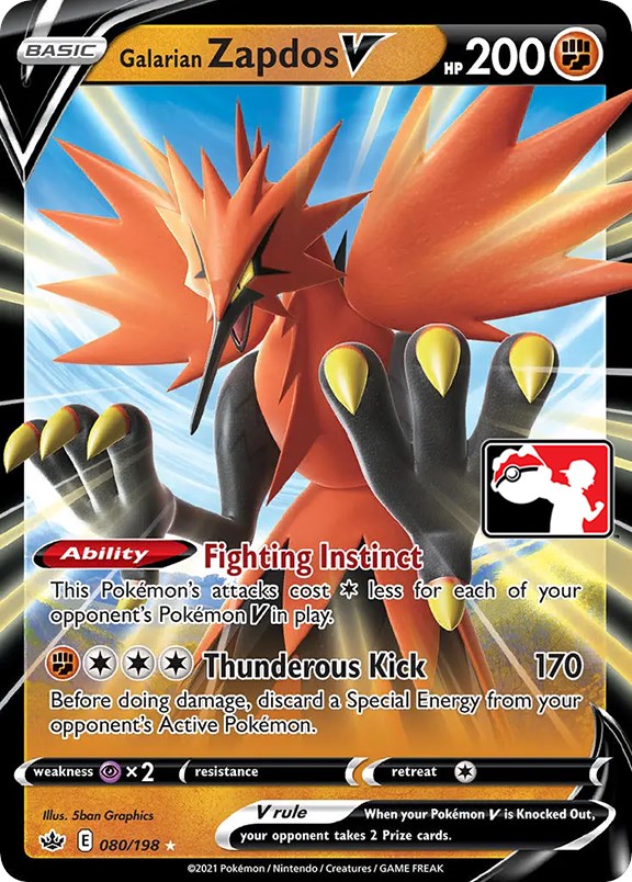 Galarian Zapdos V (080/198) [Prize Pack Series One] | Galactic Gamez
