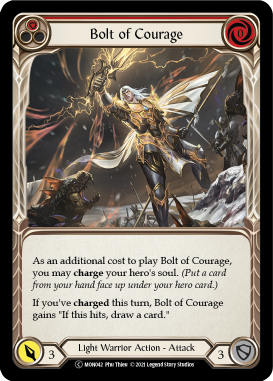 Bolt of Courage (Red) (Rainbow Foil) [U-MON042-RF] Unlimited Edition Rainbow Foil | Galactic Gamez