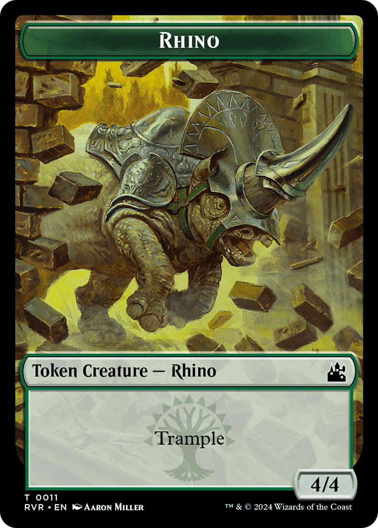 Saproling // Rhino Double-Sided Token [Ravnica Remastered Tokens] | Galactic Gamez
