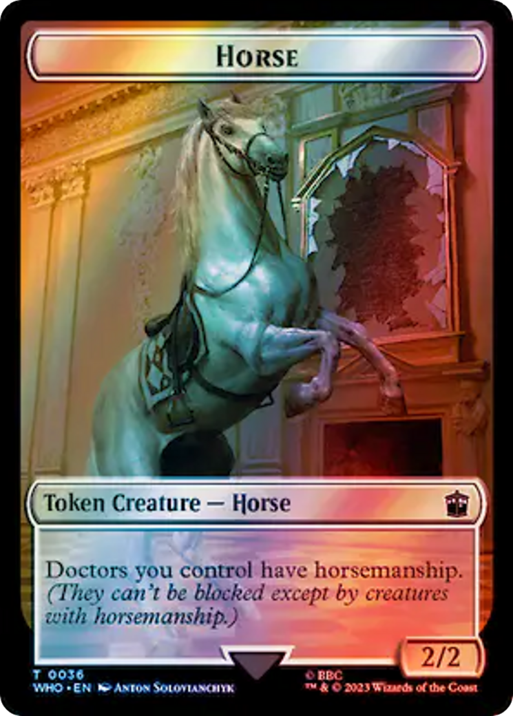 Horse // Clue (0053) Double-Sided Token (Surge Foil) [Doctor Who Tokens] | Galactic Gamez