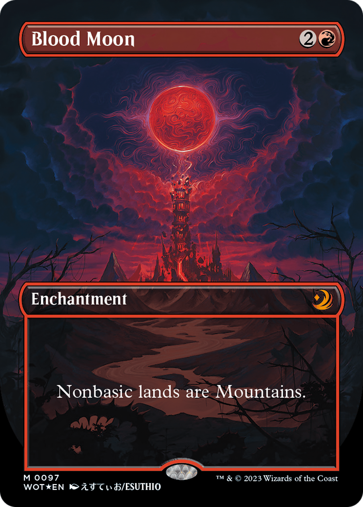 Blood Moon (Anime Borderless) (Confetti Foil) [Wilds of Eldraine: Enchanting Tales] | Galactic Gamez