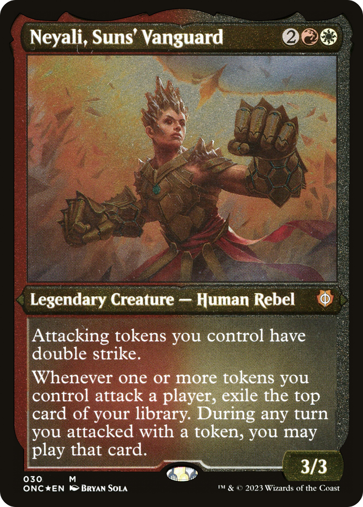 Neyali, Suns' Vanguard (Foil Etched) (Display Commander) [Phyrexia: All Will Be One Commander] | Galactic Gamez