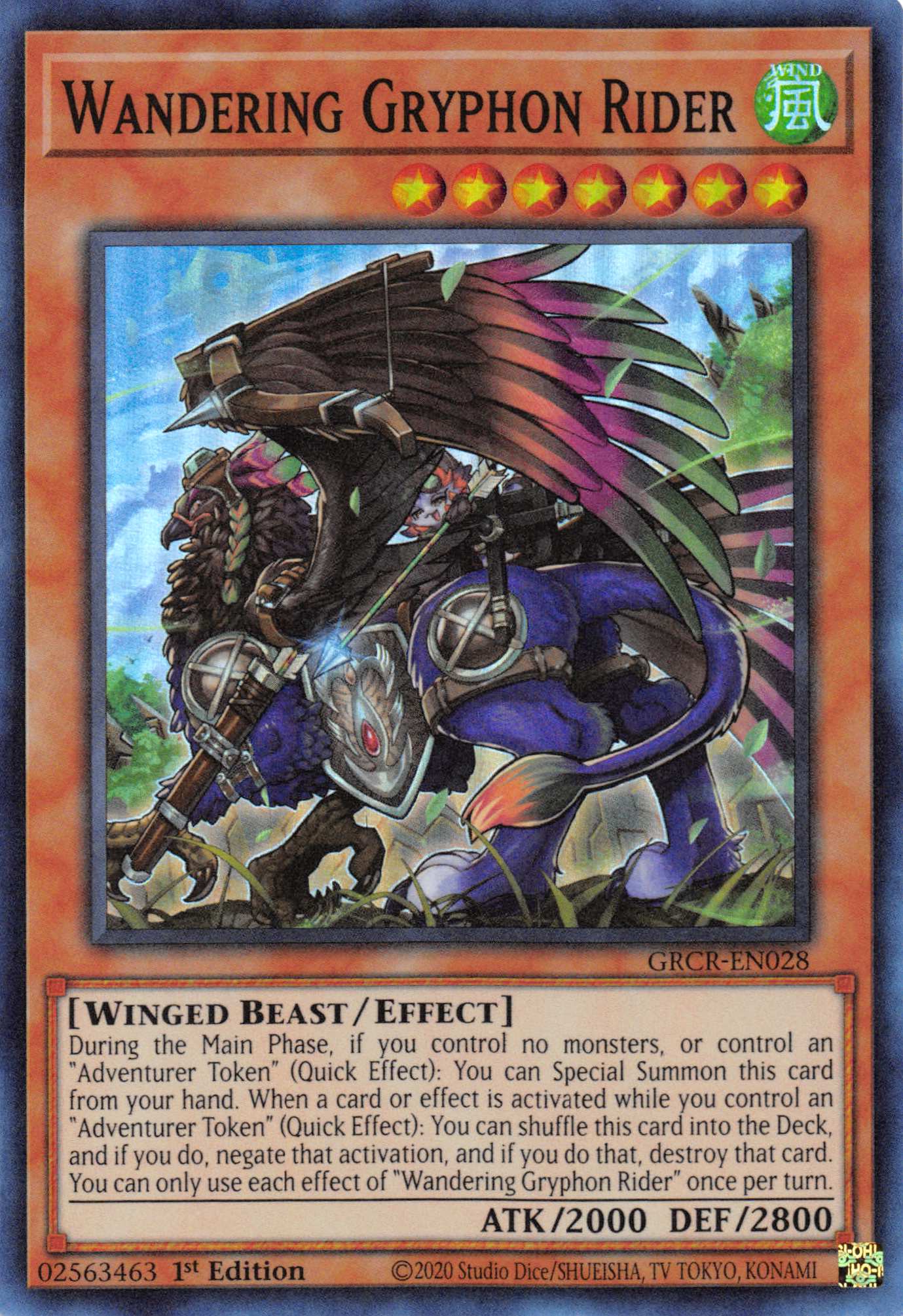 Wandering Gryphon Rider [GRCR-EN028] Super Rare | Galactic Gamez