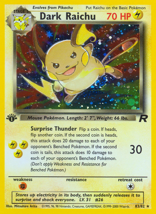 Dark Raichu (83/82) [Team Rocket 1st Edition] | Galactic Gamez