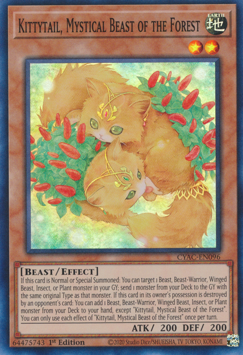 Kittytail, Mystical Beast of the Forest [CYAC-EN096] Super Rare | Galactic Gamez
