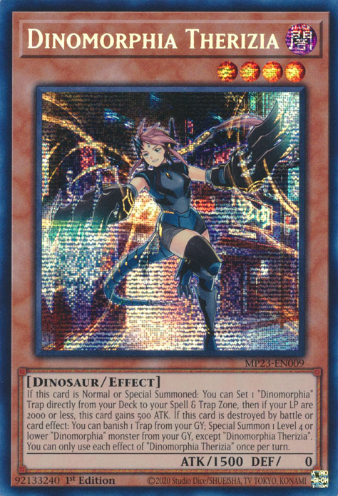 Dinomorphia Therizia [MP23-EN009] Prismatic Secret Rare | Galactic Gamez