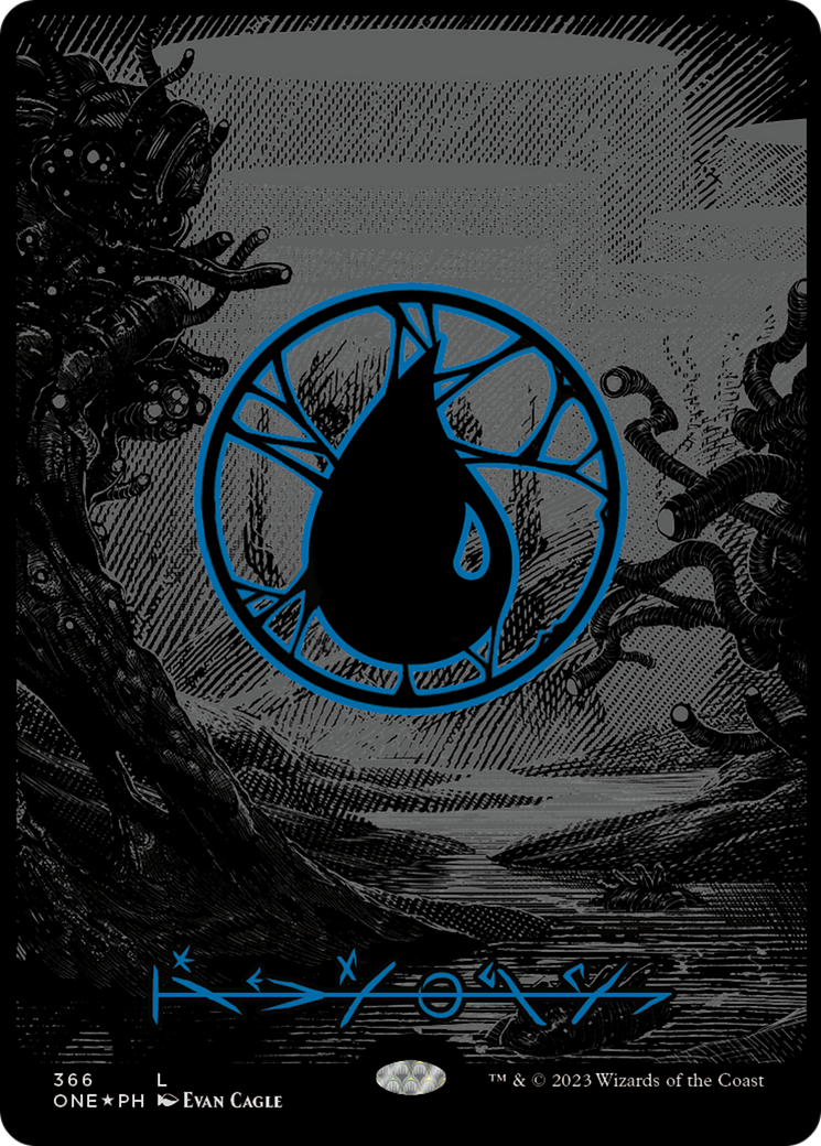 Island (366) (Oil Slick Raised Foil) [Phyrexia: All Will Be One] | Galactic Gamez