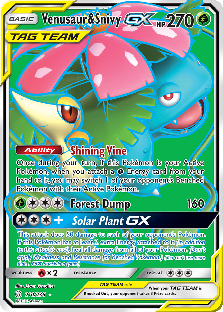 Venusaur & Snivy GX (210/236) [Sun & Moon: Cosmic Eclipse] | Galactic Gamez