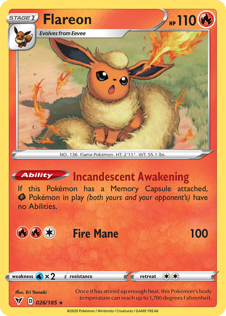 Flareon (026/185) [Sword & Shield: Vivid Voltage] | Galactic Gamez