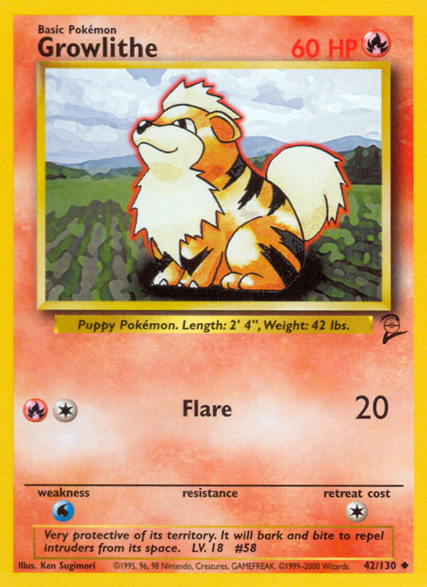 Growlithe (42/130) [Base Set 2] | Galactic Gamez