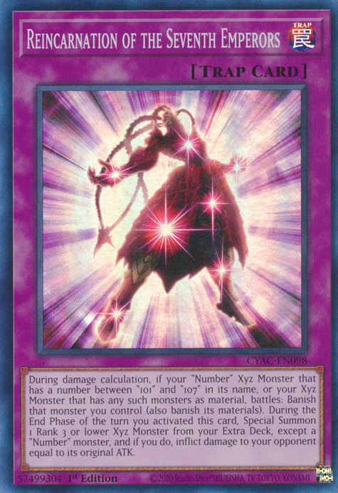 Reincarnation of the Seventh Emperors [CYAC-EN098] Super Rare | Galactic Gamez