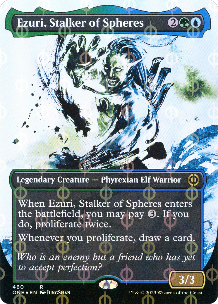 Ezuri, Stalker of Spheres (Borderless Ichor Step-and-Compleat Foil) [Phyrexia: All Will Be One] | Galactic Gamez