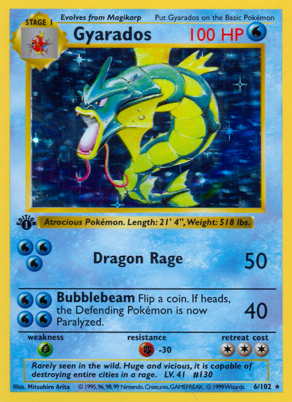 Gyarados (6/102) (Shadowless) [Base Set 1st Edition] | Galactic Gamez