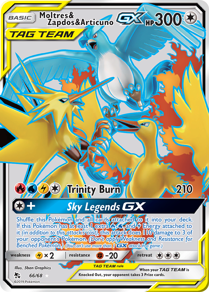 Moltres & Zapdos & Articuno GX (66/68) [Sun & Moon: Hidden Fates] | Galactic Gamez