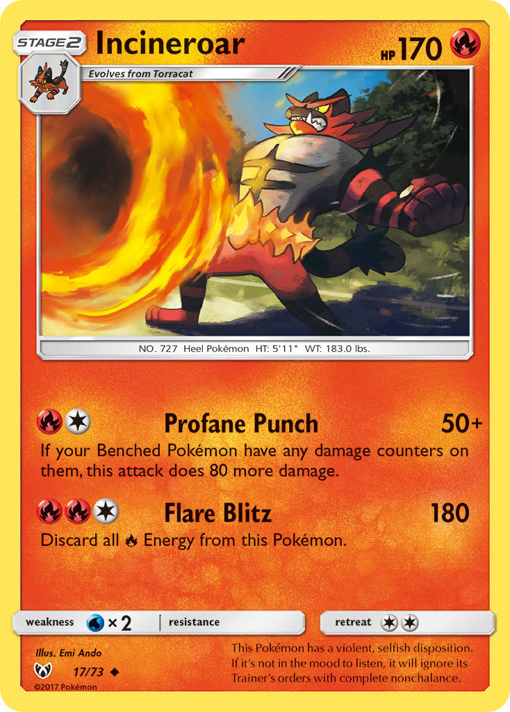 Incineroar (17/73) [Sun & Moon: Shining Legends] | Galactic Gamez