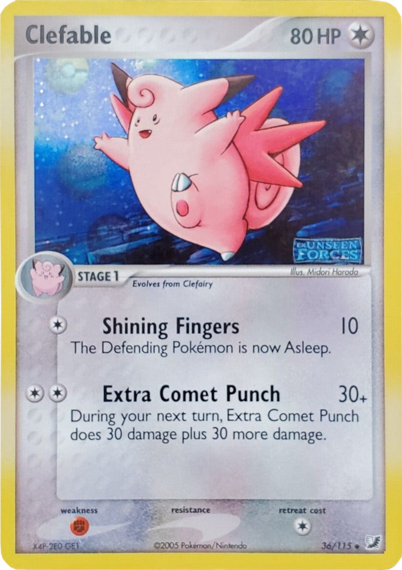 Clefable (36/115) (Stamped) [EX: Unseen Forces] | Galactic Gamez