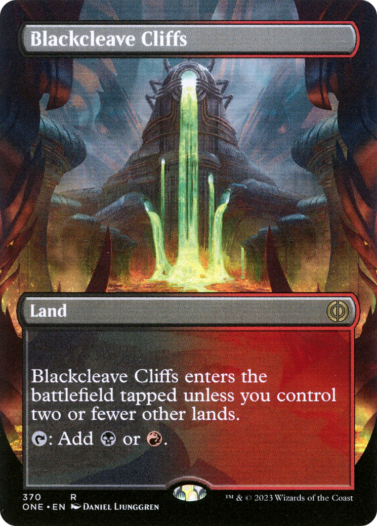 Blackcleave Cliffs (Borderless Alternate Art) [Phyrexia: All Will Be One] | Galactic Gamez