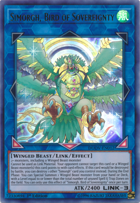 Simorgh, Bird of Sovereignty [DUOV-EN012] Ultra Rare | Galactic Gamez