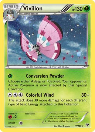 Vivillon (17/146) (Meadow Form/Pink Wings) (Cosmos Holo) [XY: Base Set] | Galactic Gamez