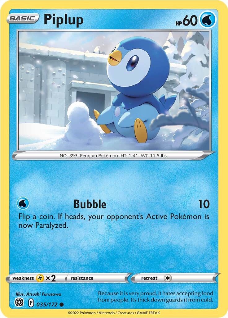 Piplup (035/172) [Sword & Shield: Brilliant Stars] | Galactic Gamez