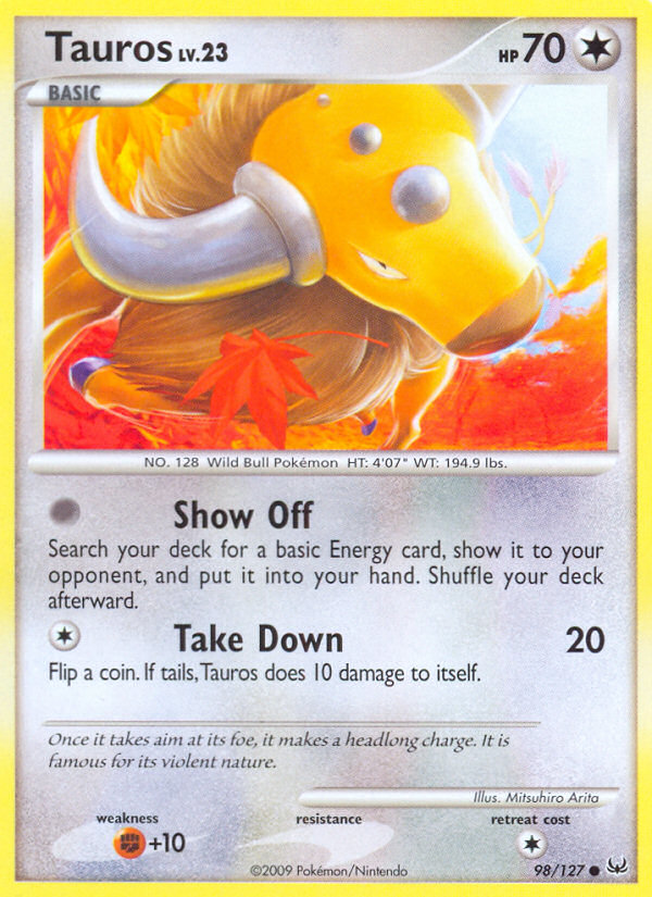 Tauros (98/127) [Platinum: Base Set] | Galactic Gamez