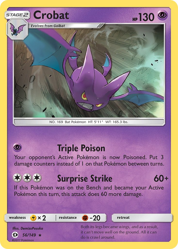 Crobat (56/149) (Prerelease Kit Exclusive) (Theme Deck Exclusive) [Sun & Moon: Base Set] | Galactic Gamez