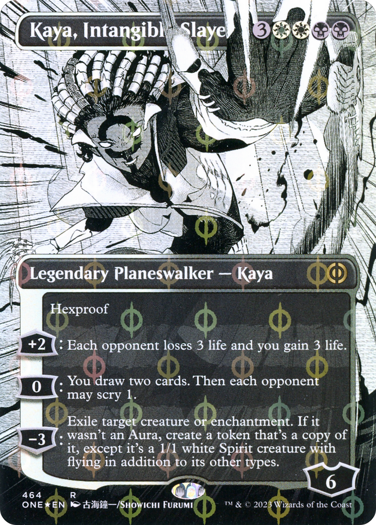 Kaya, Intangible Slayer (Borderless Manga Step-and-Compleat Foil) [Phyrexia: All Will Be One] | Galactic Gamez