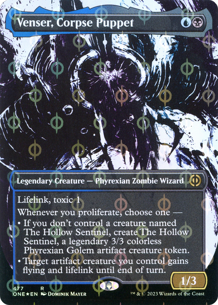 Venser, Corpse Puppet (Borderless Ichor Step-and-Compleat Foil) [Phyrexia: All Will Be One] | Galactic Gamez