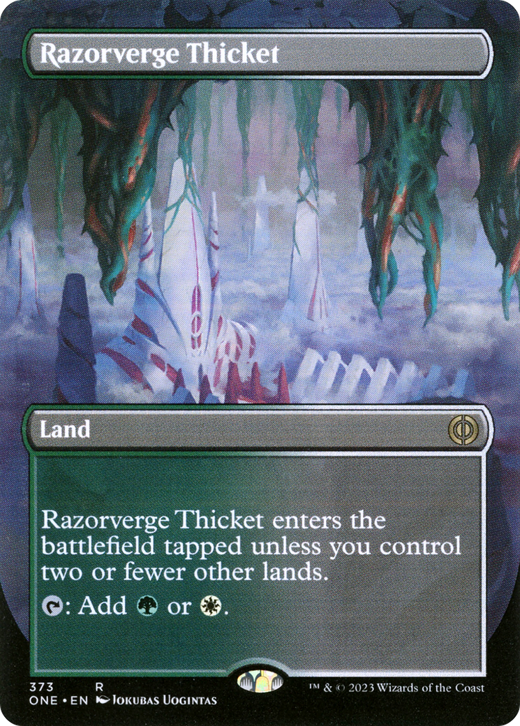 Razorverge Thicket (Borderless Alternate Art) [Phyrexia: All Will Be One] | Galactic Gamez