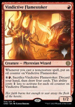 Vindictive Flamestoker (Promo Pack) [Phyrexia: All Will Be One Promos] | Galactic Gamez