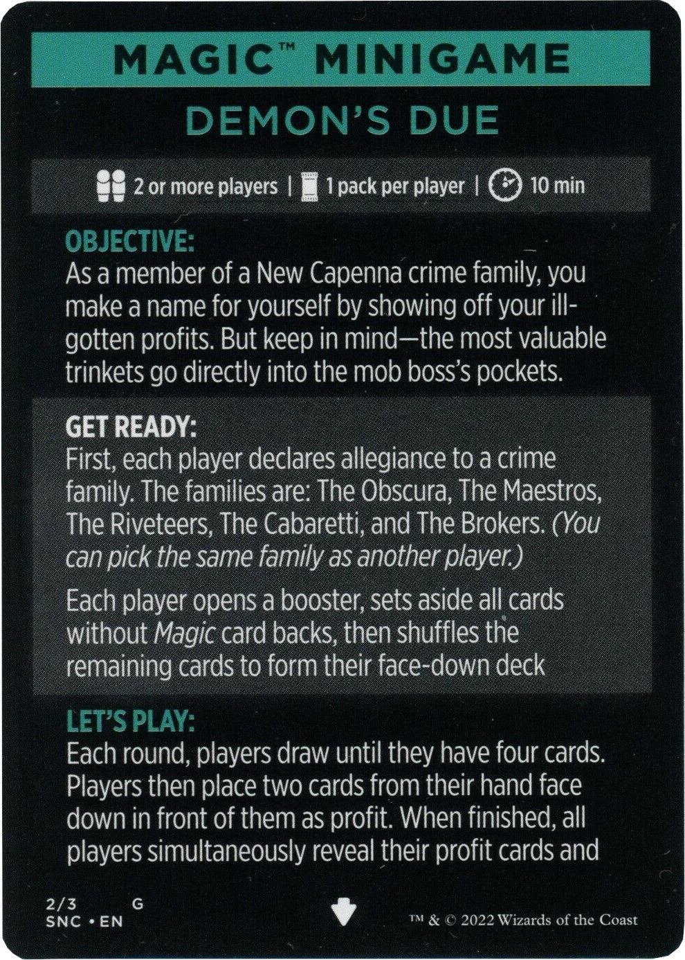 Demon's Due (Magic Minigame) [Streets of New Capenna Minigame] | Galactic Gamez