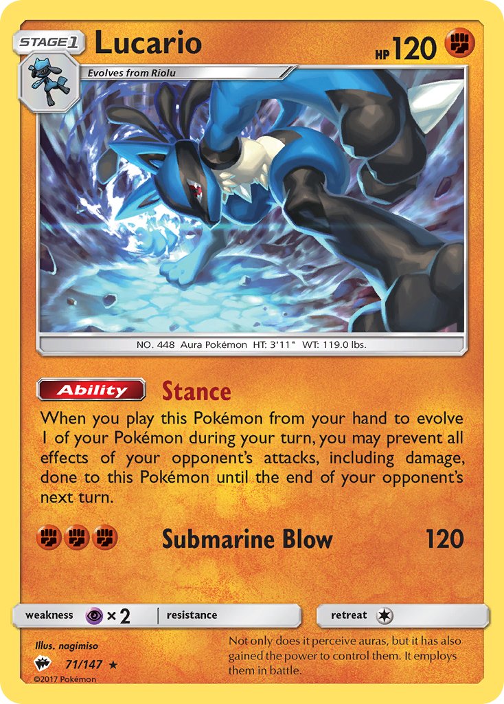 Lucario (71/147) (Theme Deck Exclusive) [Sun & Moon: Burning Shadows] | Galactic Gamez