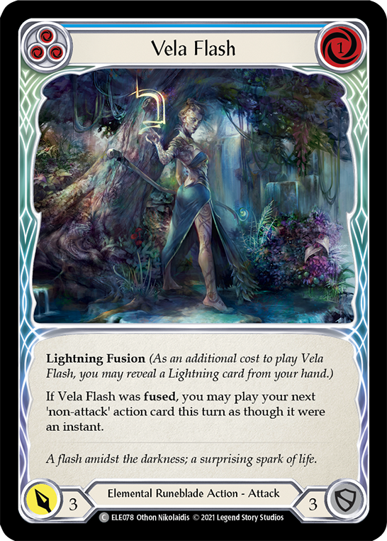 Vela Flash (Blue) [ELE078] (Tales of Aria)  1st Edition Rainbow Foil | Galactic Gamez