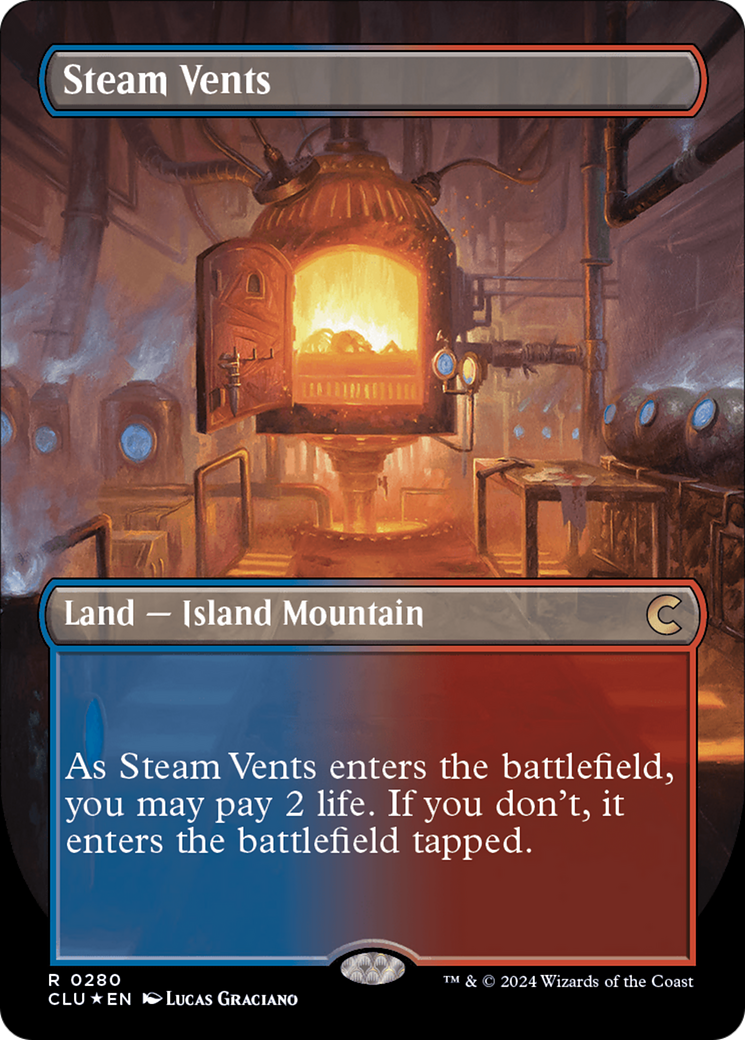 Steam Vents (Borderless) [Ravnica: Clue Edition] | Galactic Gamez