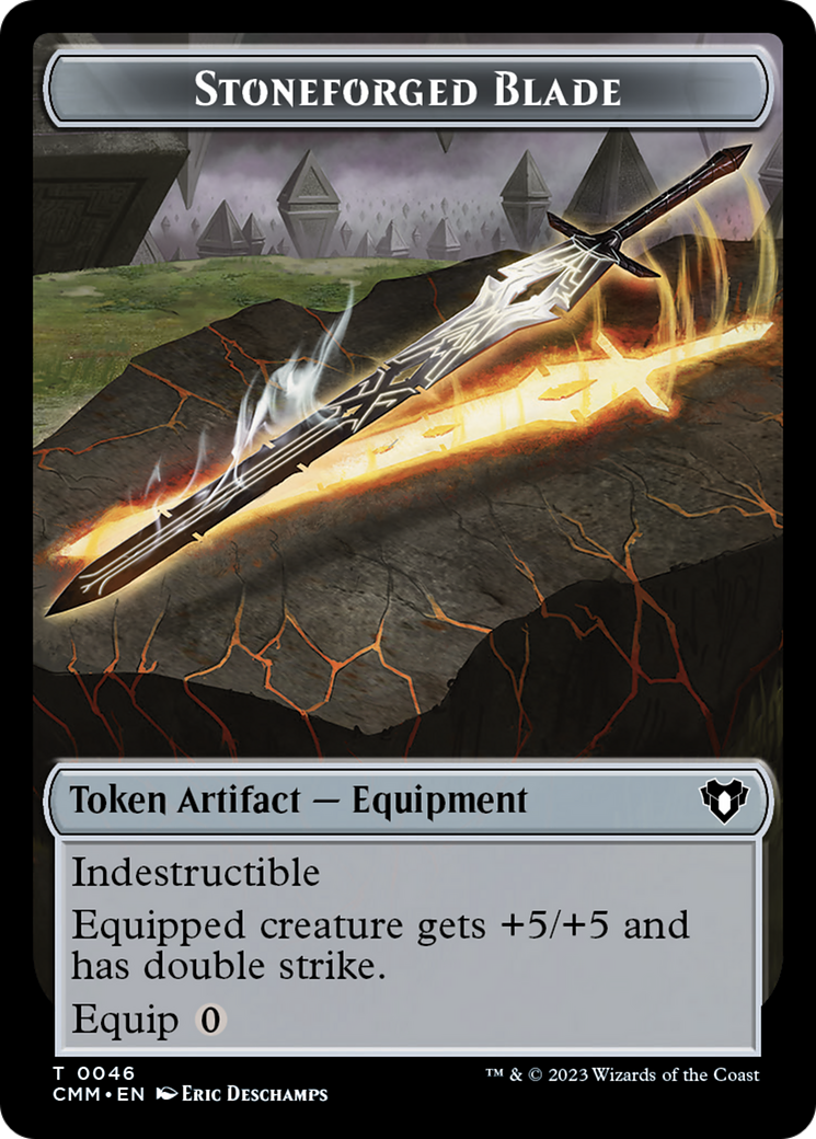 Servo // Stoneforged Blade Double-Sided Token [Commander Masters Tokens] | Galactic Gamez