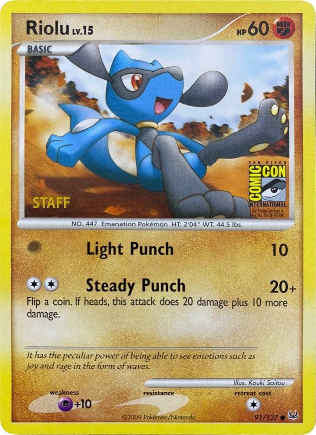 Riolu (91/127) (SDCC 2009) (Staff) [Platinum: Base Set] | Galactic Gamez