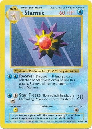 Starmie (64/102) [Base Set Shadowless Unlimited] | Galactic Gamez