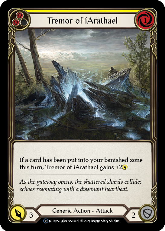Tremor of iArathael (Yellow) (Rainbow Foil) [U-MON255-RF] Unlimited Edition Rainbow Foil | Galactic Gamez