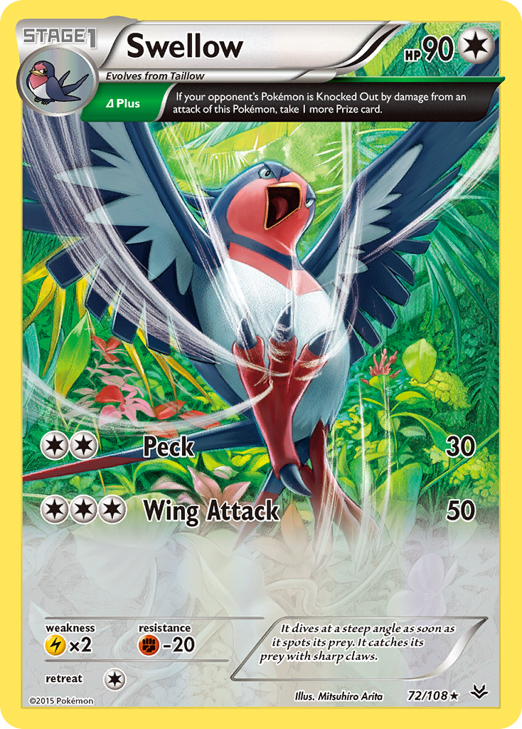 Swellow (72/108) [XY: Roaring Skies] | Galactic Gamez