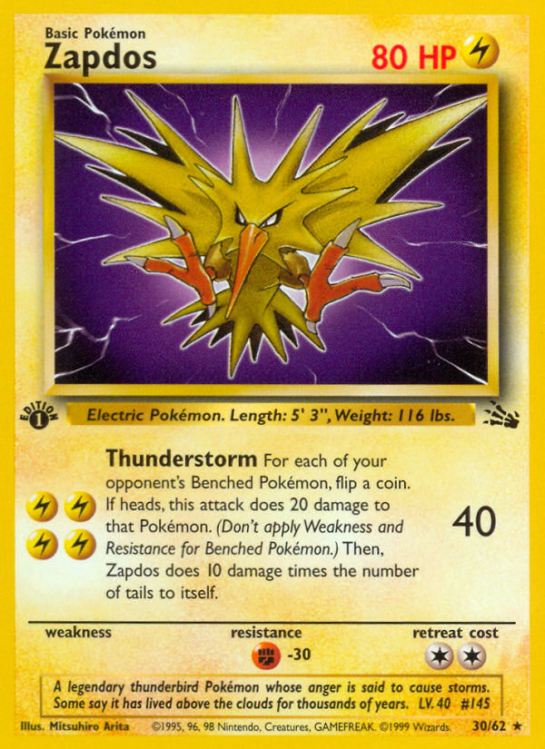 Zapdos (30/62) [Fossil 1st Edition] | Galactic Gamez