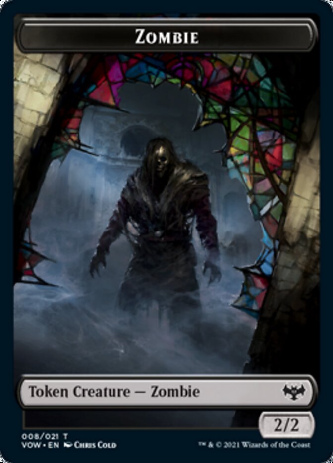 Zombie (008) // Treasure Double-sided Token [Innistrad: Crimson Vow Tokens] | Galactic Gamez